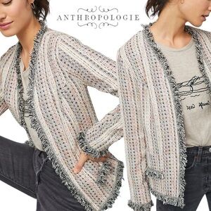 Anthropologie NWT Eva Franco fringe tweed blazer/jacket *shop@iamwarrior